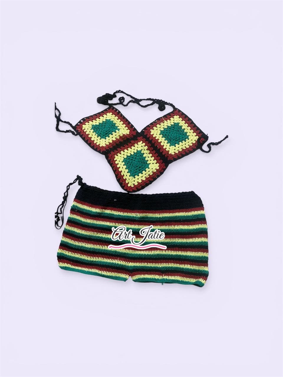 Ensemble Crochet Rayé Multicolore